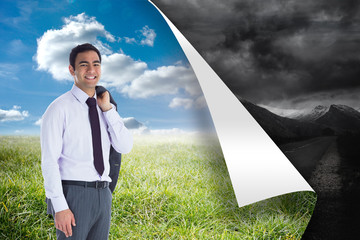 Poster - Composite image of smiling businessman standing