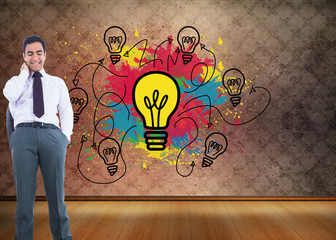Poster - Composite image of smiling businessman standing