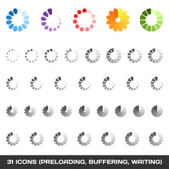 Aufkleber - Loading And Buffering Icon Set. Preloaders. Vector