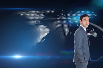 Poster - Composite image of unsmiling businessman standing