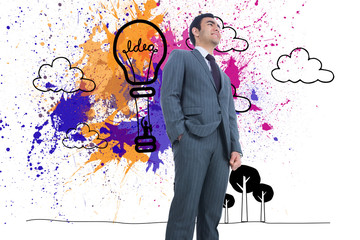 Poster - Composite image of smiling businessman standing