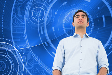 Poster - Composite image of unsmiling casual man standing