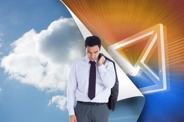 Poster - Composite image of unsmiling businessman standing