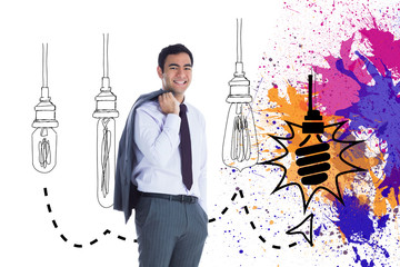 Poster - Composite image of smiling businessman standing