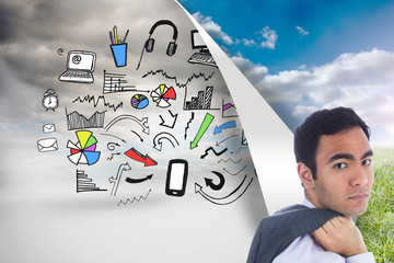 Poster - Composite image of unsmiling businessman standing