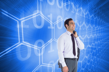 Poster - Composite image of smiling businessman standing
