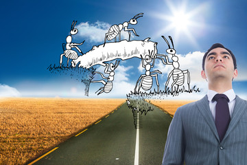 Poster - Composite image of unsmiling businessman standing