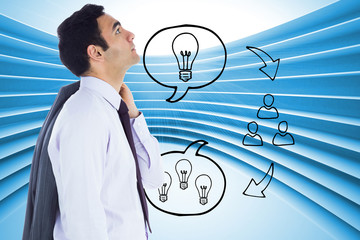 Poster - Composite image of unsmiling businessman standing