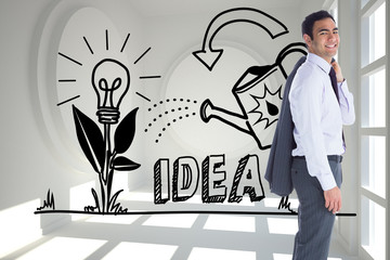 Poster - Composite image of smiling businessman standing