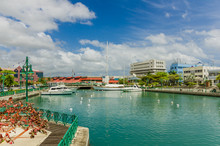 Boats Moored To The Quay At Bridgetown Harbour