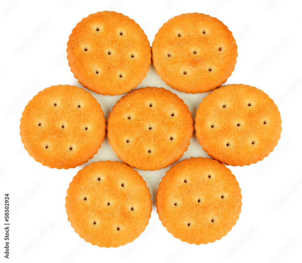 Delicious crackers isolated on white