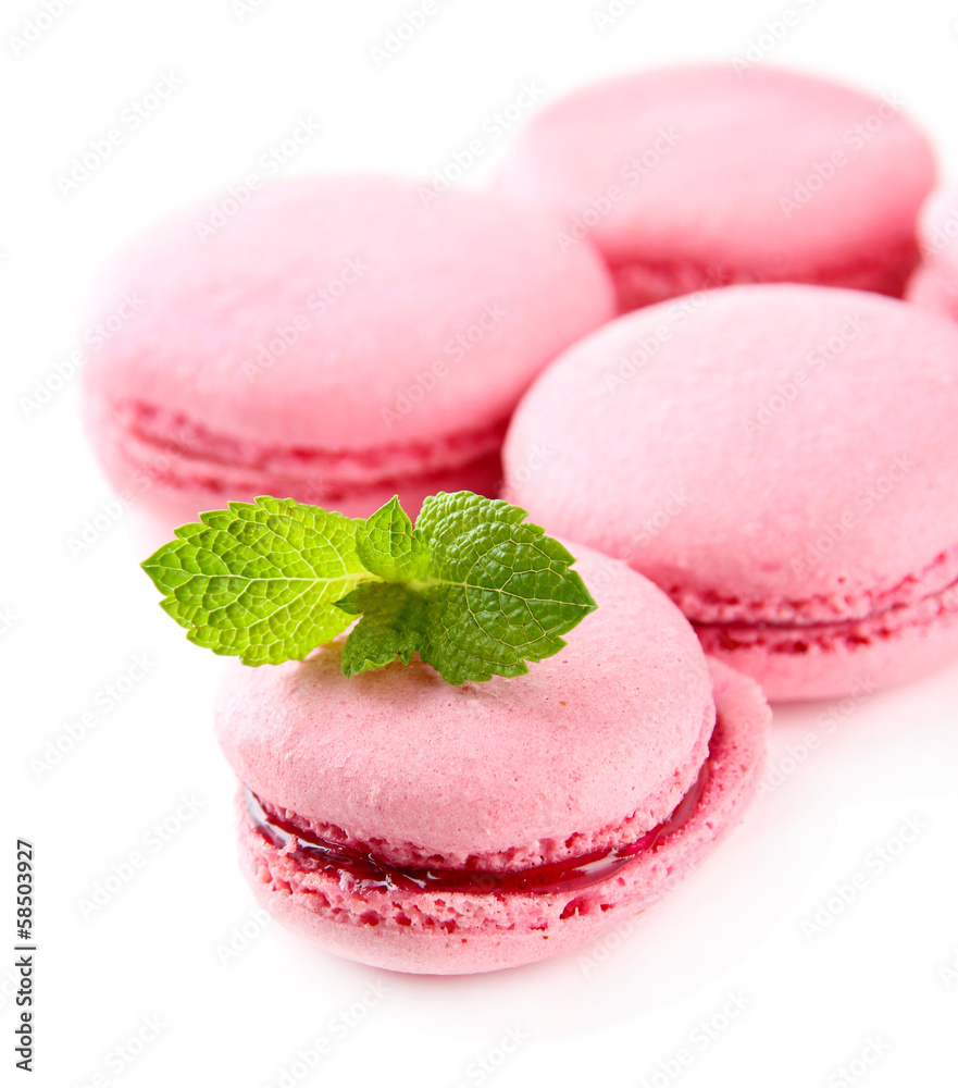 Gentle macaroons isolated on white