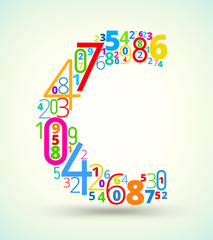 Letter C, colored vector font from numbers