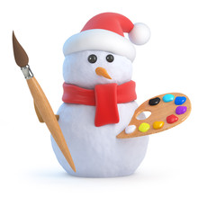 Santa Snowman Loves To Paint