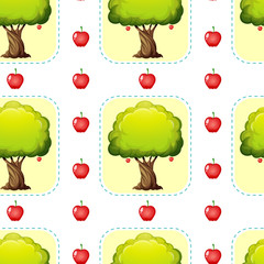 Sticker - Seamless design with apples and trees