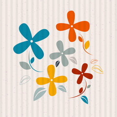 Wall Mural - Abstract Retro Vector Flowers