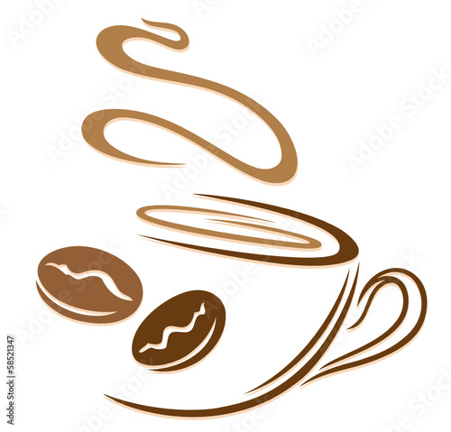 Naklejka dekoracyjna Kaffee, Kaffeetasse, Kaffeebohnen
