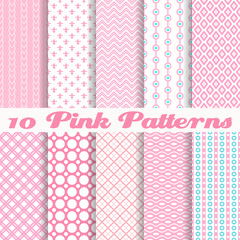 Wall Mural - pink different vector seamless patterns