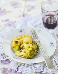 Canvas Print - Baked  pasta with meat and vegetables.