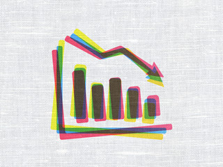 Business concept: Decline Graph on fabric texture background