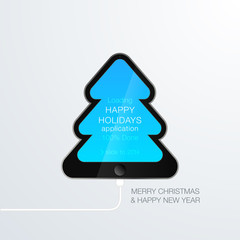 Wall Mural - Christmas tree as tablet pc creative design greeting card idea