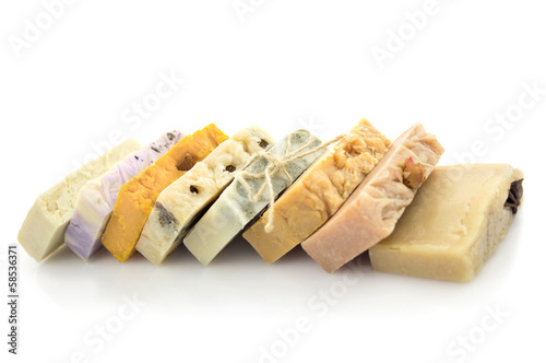Fotografie, Obraz Row of handmade soap \ isolated on white