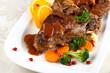 © diamant24 - Braised rabbit meat with vegetables and potato dumplings
