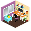 Isometric Isolated Office Room