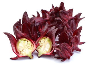 Canvas Print - Roselle fruits Thailand use for made local sweet juice on white