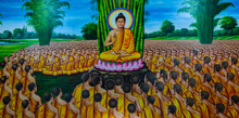 Thai Mural Painting Of The Life Of Buddha (Instructing The Assem