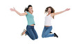 © lightwavemedia - Two cheerful young female friends jumping