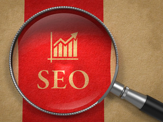 Poster - SEO through Magnifying Glass. Internet Concept.