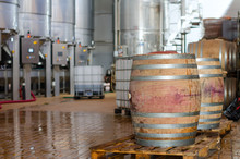Wine Manufacturing. Modern Winery Tanks.