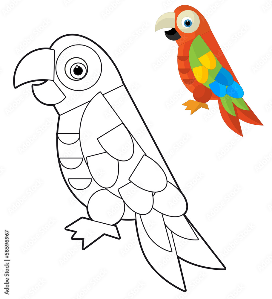 Cartoon animal - coloring page with preview Stock Illustration | Adobe ...
