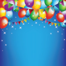 Background Flying Colorful Balloons, Vector Illustration.