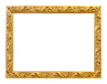 Antique Gold Frame On The White Background