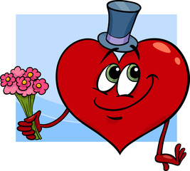 Wall Mural - valentine heart with flowers cartoon