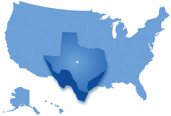  Map of States of the United States where Texas is pulled out