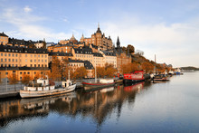 Stockholm Embankment With Boats