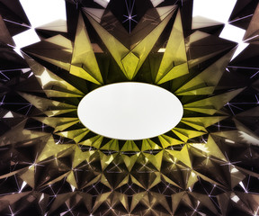 Wall Mural - triangulated gold interior frame structure with circle