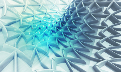 Wall Mural - blue circular three dimensional futuristic building background