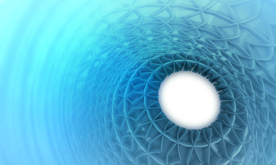 Wall Mural - blue circular dimensional framework in circle blur 