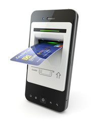 Poster - Mobile banking. Mobile phone as atm and credit card.
