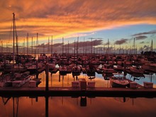 Sunset Over Sailboats Chula Vista Marina Southern California