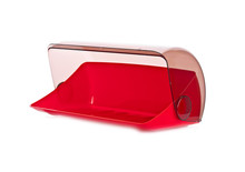 Modern Plastic Red Bread Box  Isolated