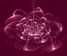 Beautiful pink flower on purple background. Computer generated g