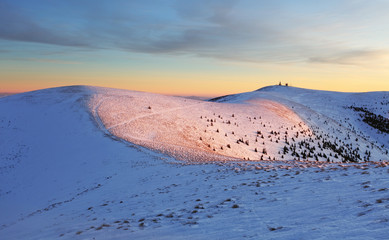 Wall Mural - Winter mountains landscape at sunset - Slovakia - Fatra