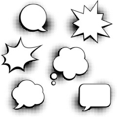 Set of speech bubbles in pop art style.