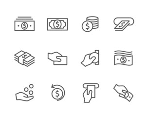 Aufkleber - Stroked Money icons set.