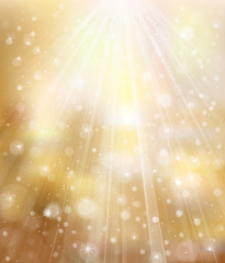 Wall Mural - vector glitter golden background with rays and lights.